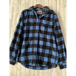 Trademark Brooklyn Cloth MFG Co. Mens Shirt Shacket‎ XL Buffalo Plaid Blue Black